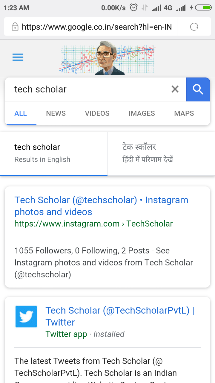 Tech Scholar on Instagram in New Google Search UI